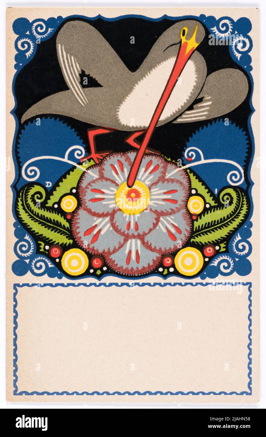 Cartolina del Wiener Werkstätte n° 791: Vogel e Blume. Josef (József) di Divey (Divéky) (1887-1951), artista, Wiener Werkstätte, Casa Editrice Foto Stock