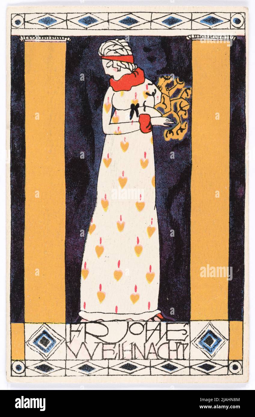 Cartolina del Wiener Werkstätte n° 887: Biglietto di Natale. Arnold Nechansky (1888-1938), artista, Wiener Werkstätte, casa editrice Foto Stock