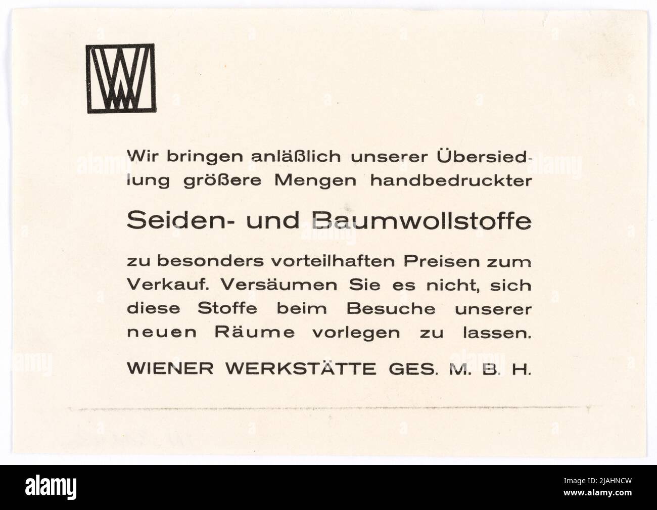 Wiener Werkstätte ad. Sconosciuto Foto Stock