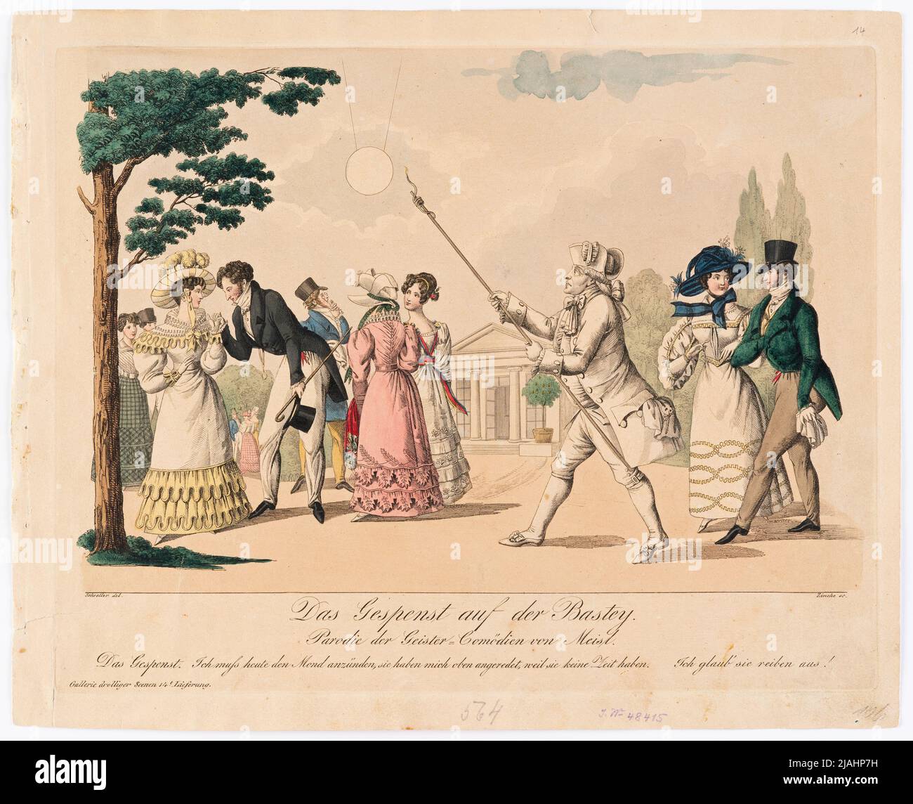 'Il fantasma sulla Bastey' di Meisl (Gallerie Droller Scenen, 1st anni, n° 14). Johann Wenzel Zinke (1782-1851), incisore di rame, dopo: Johann Christian Schoeller (1782-1851), artista Foto Stock