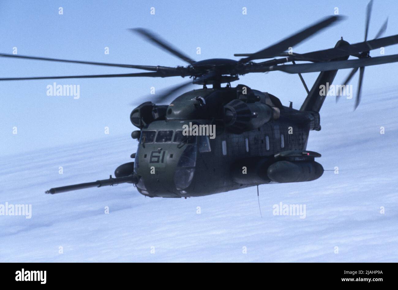 USMC CH53E Super Stallion in volo Foto Stock