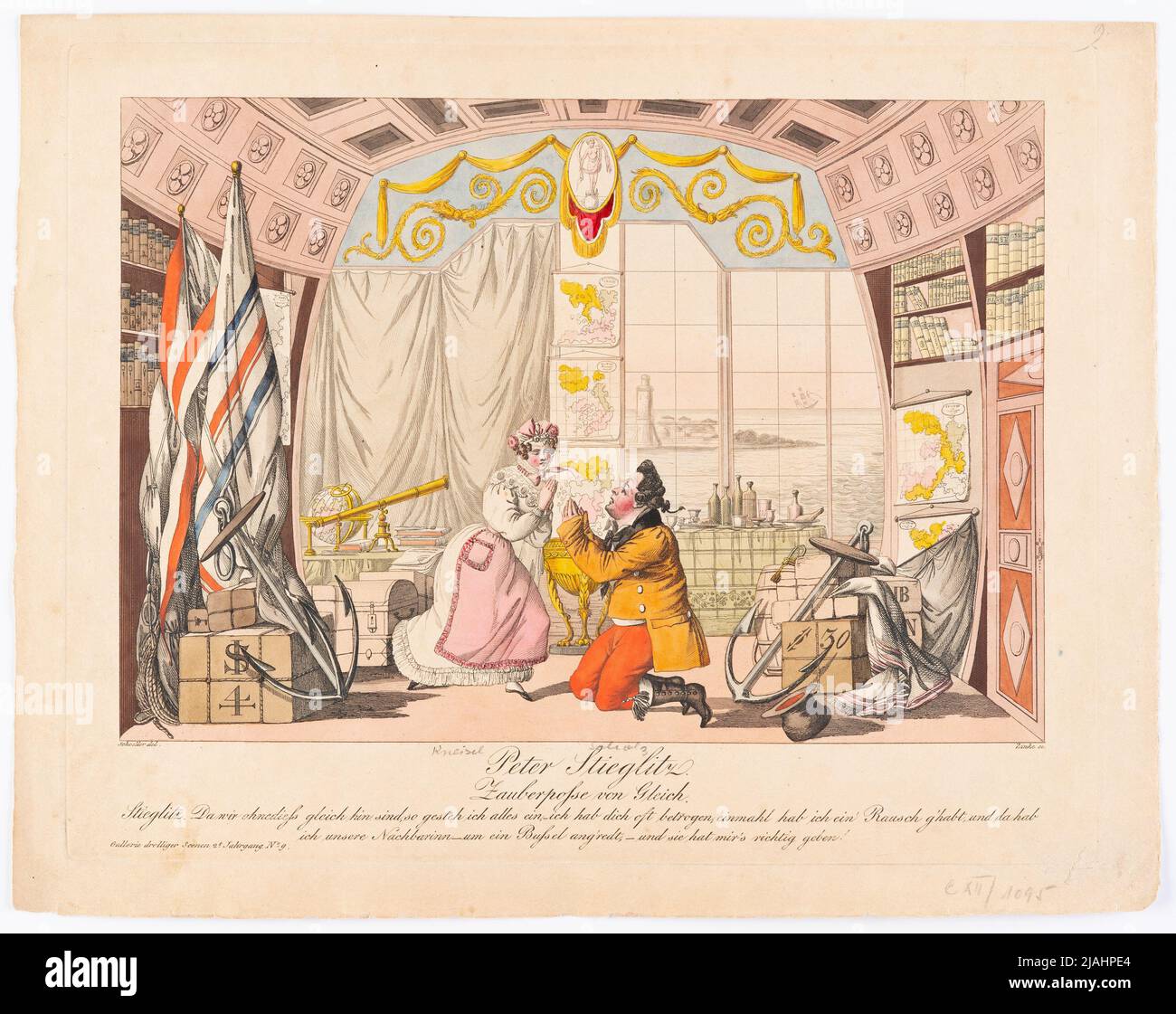 'Peter Stieglitz', dalla Gallerie Drolliger Scenen al giornale teatrale, 2nd vol., No. 9). Johann Wenzel Zinke (1782-1851), incisore di rame, dopo: Johann Christian Schoeller (1782-1851), artista Foto Stock
