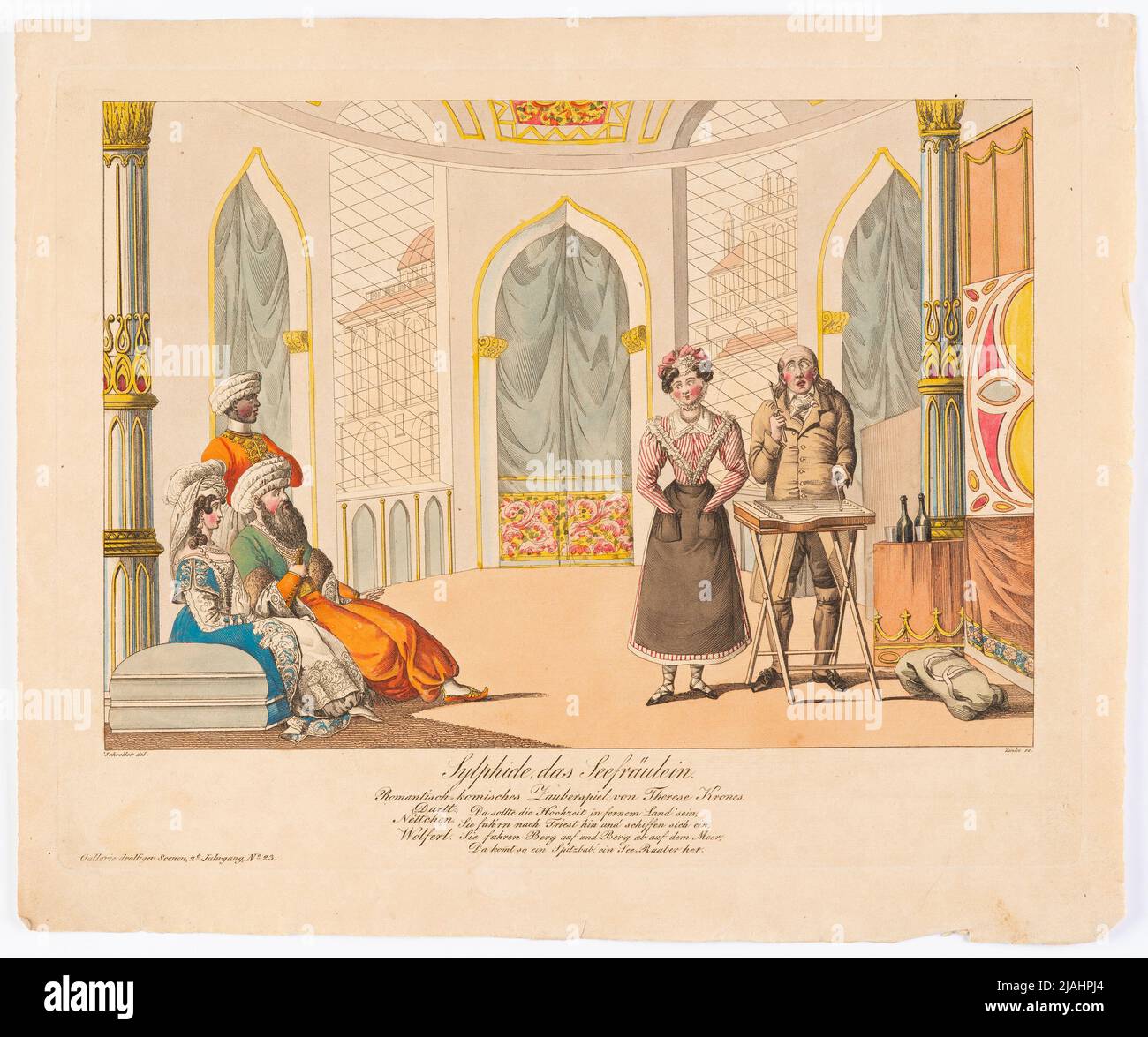 'Sylphide Das Seefräulein' di Therese Krones (Gallerie Droller Scenen per il Tehaterzeitung, anno 2nd, n° 23). Johann Wenzel Zinke (1782-1851), incisore di rame, dopo: Johann Christian Schoeller (1782-1851), artista Foto Stock