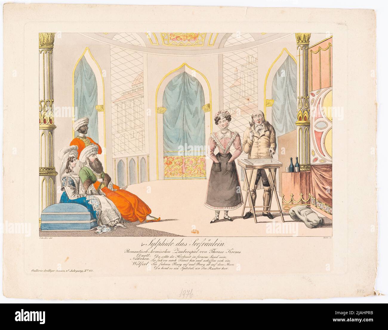 'Sylphide Das Seefräulein' di Therese Krones (Gallerie Droller Scenen per il Tehaterzeitung, anno 2nd, n° 23). Johann Wenzel Zinke (1782-1851), incisore di rame, dopo: Johann Christian Schoeller (1782-1851), artista Foto Stock