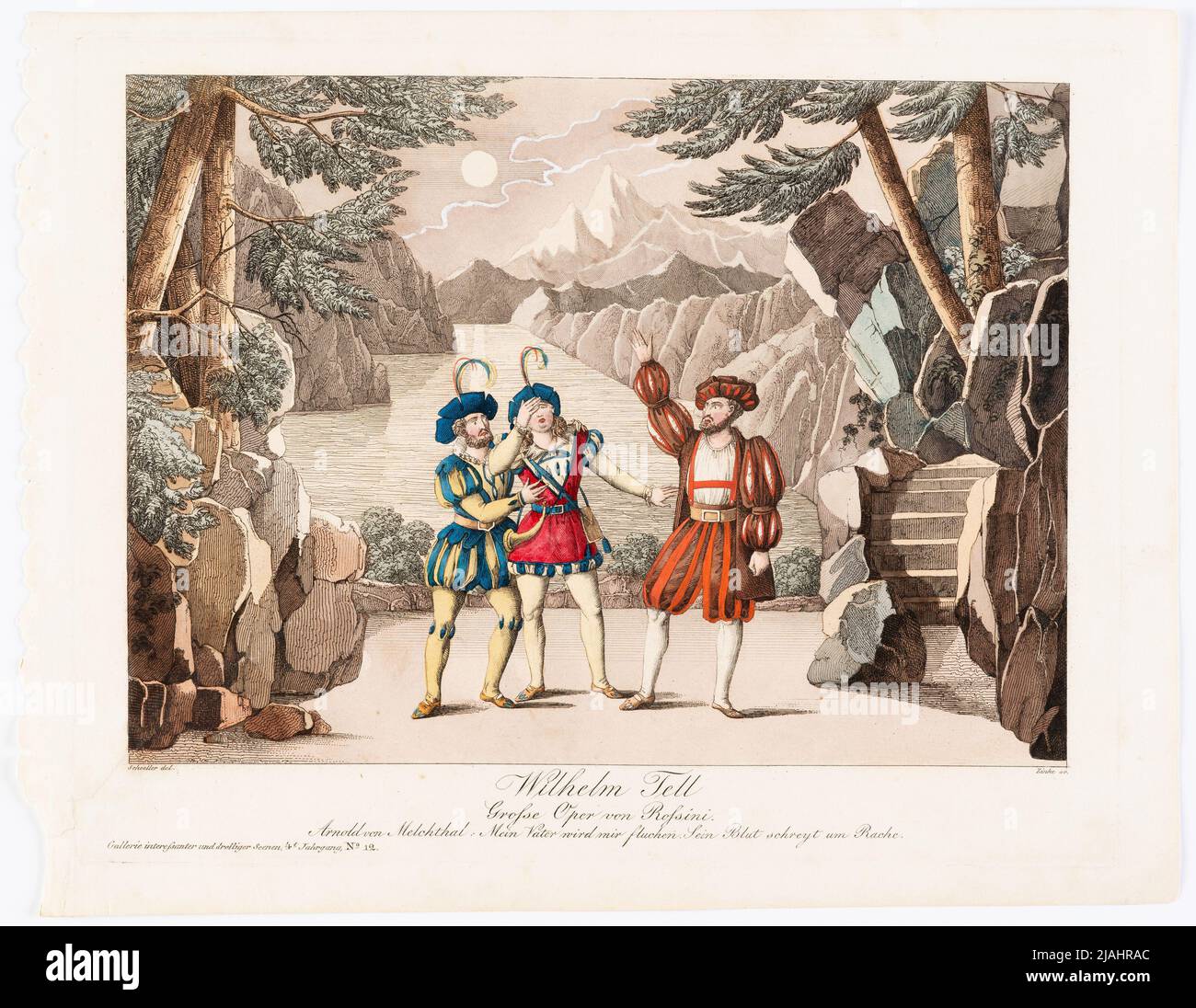 'Wilhelm Tell' di Rossini (Gallerie Dollerie Scenen per il giornale teatrale, 4th anni, n° 12). Johann Wenzel Zinke (1782-1851), incisore di rame, dopo: Johann Christian Schoeller (1782-1851), artista Foto Stock