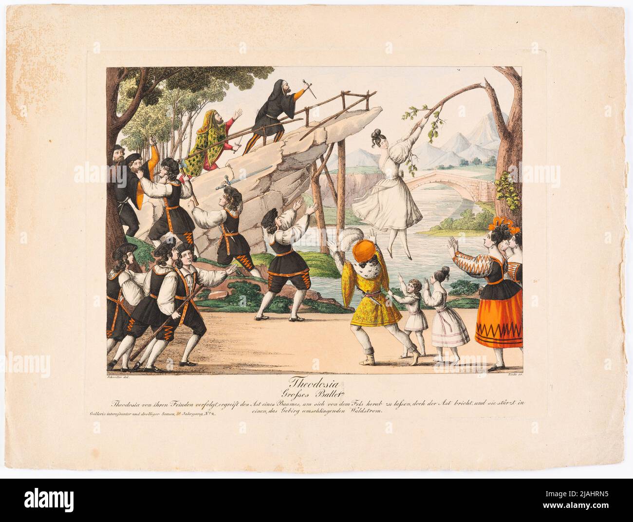 'Theodosia/Großer Ballet' (Gallerie Droller Scenen per la Theaterzeitung, Jg. 5, N. 2). Johann Wenzel Zinke (1782-1851) , dopo: Johann Christian Schoeller (1782-1851), artista Foto Stock