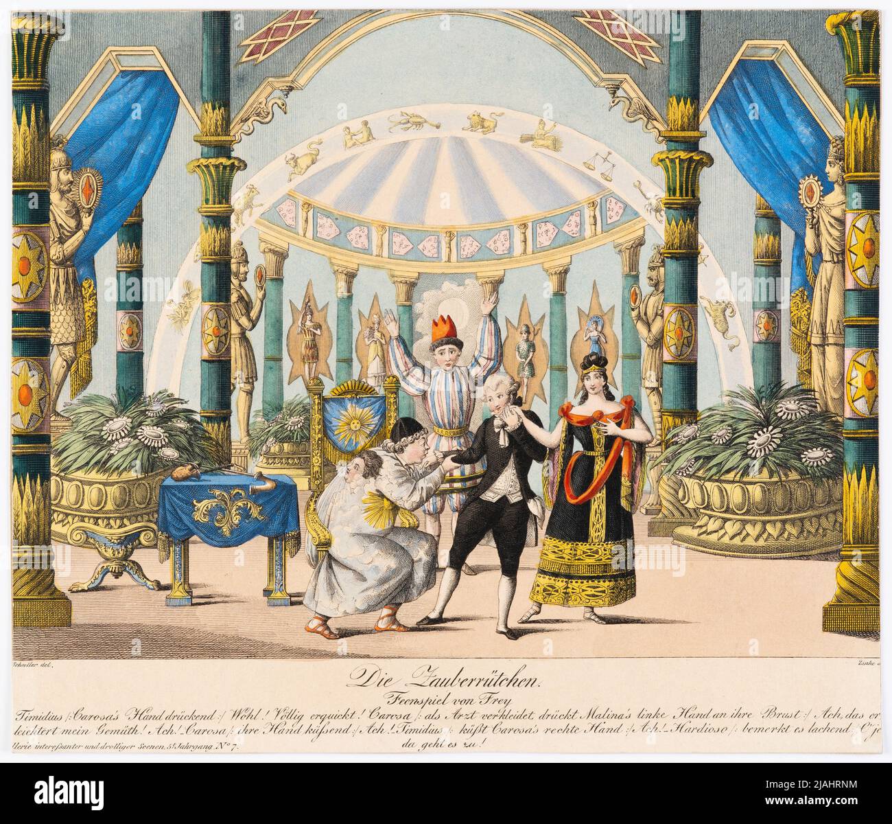 'The Magic Hints', Fairy Fairy (Gallerie Drolerie Drolliger Scenen per il giornale teatrale, 5th anni, No. 7). Johann Wenzel Zinke (1782-1851), incisore di rame, dopo: Johann Christian Schoeller (1782-1851), artista Foto Stock