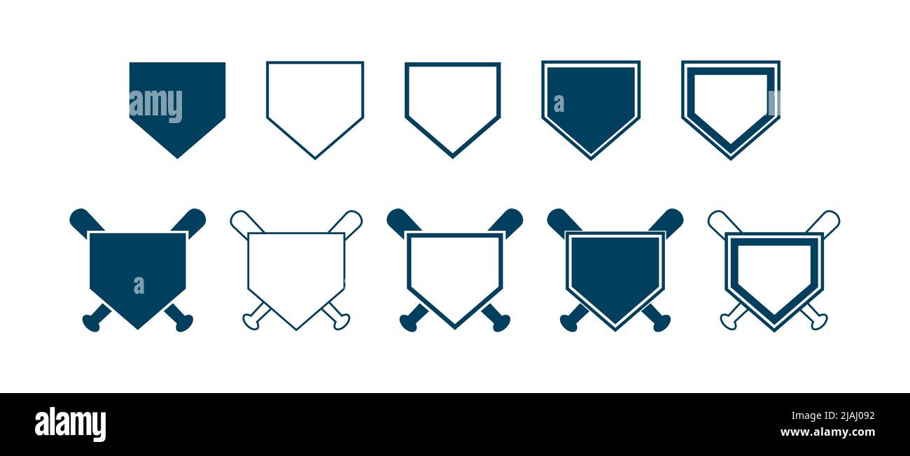 Icona del vettore della piastra della casa di baseball. Progettazione di modelli vettoriali. Silhouette. In riproduzione. Base domestica. Sport. Illustrazione Vettoriale