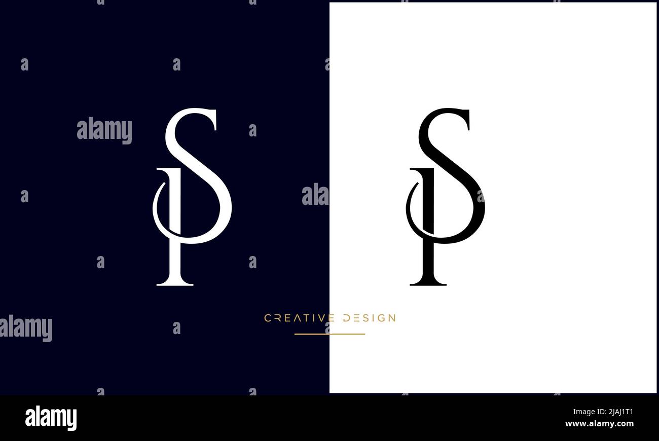 Alfabeto lettere PS, SP, P o S Logo astratto Monogramma Illustrazione Vettoriale