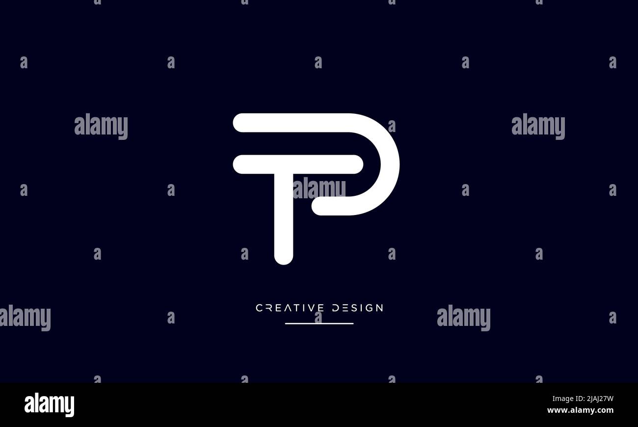 Alfabeto lettere PT, TP, P o T Logo astratto Monogramma Illustrazione Vettoriale