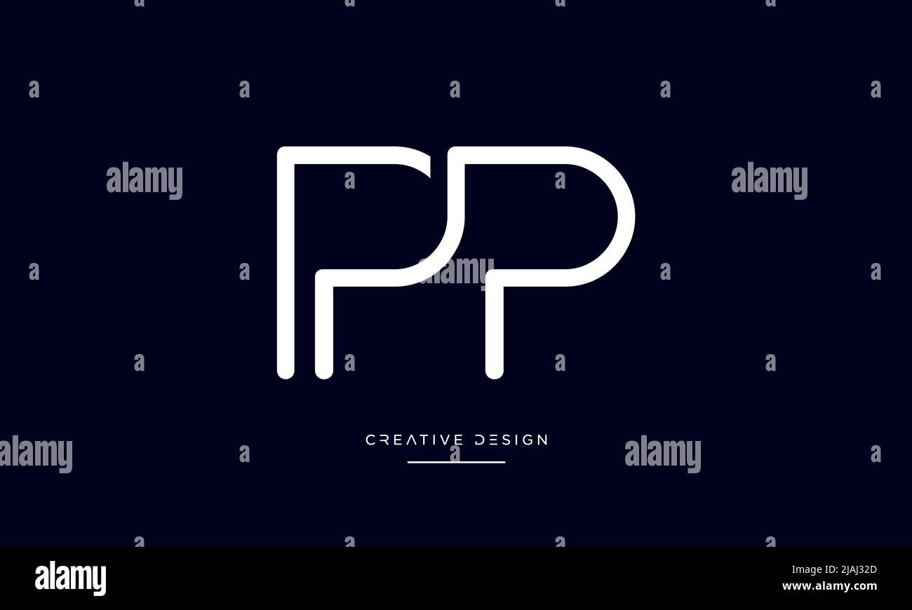 Alfabeto lettere PP o P icona astratta Monogramma logo Illustrazione Vettoriale