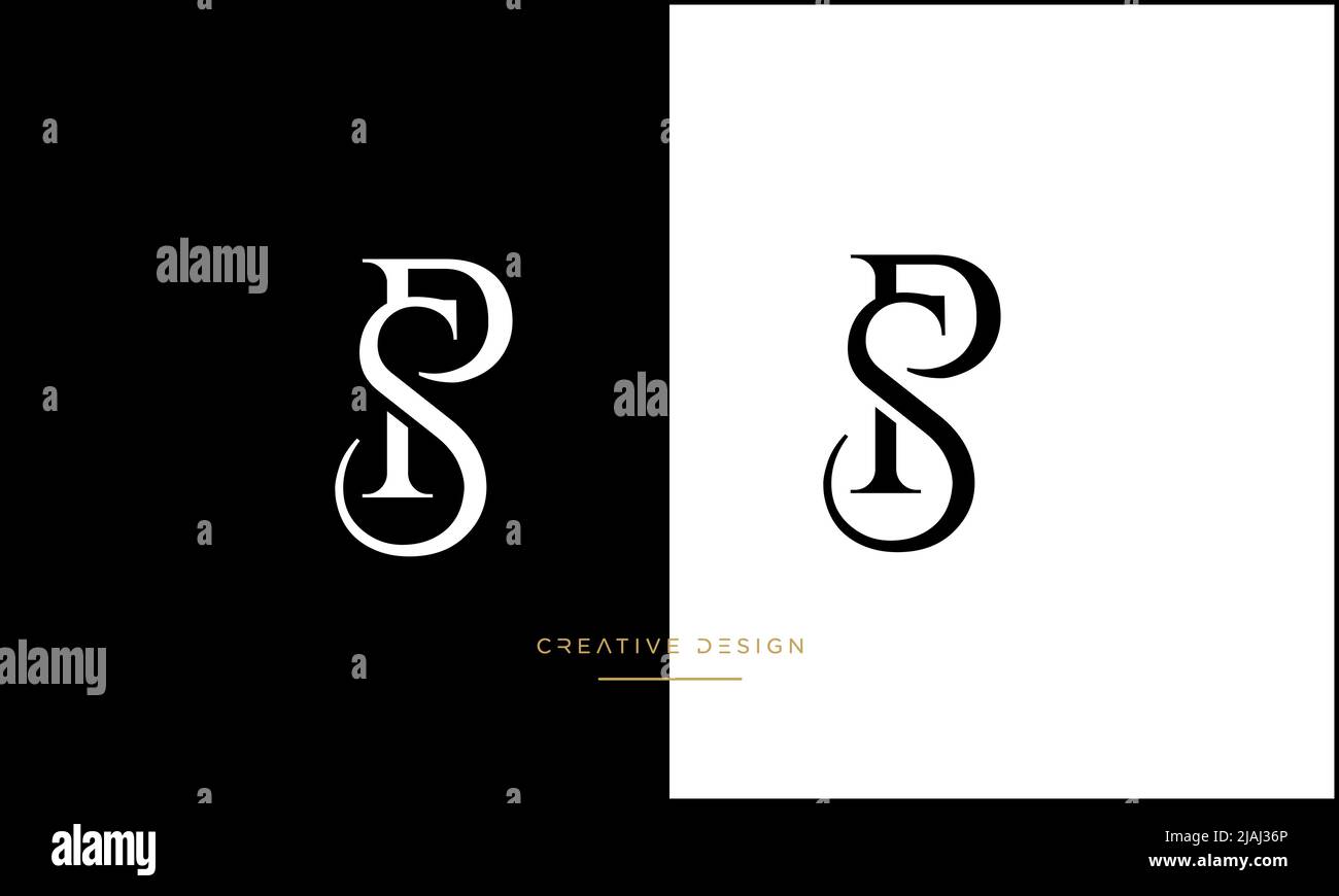 Alfabeto lettere PS, SP, P o S Logo astratto Monogramma Illustrazione Vettoriale