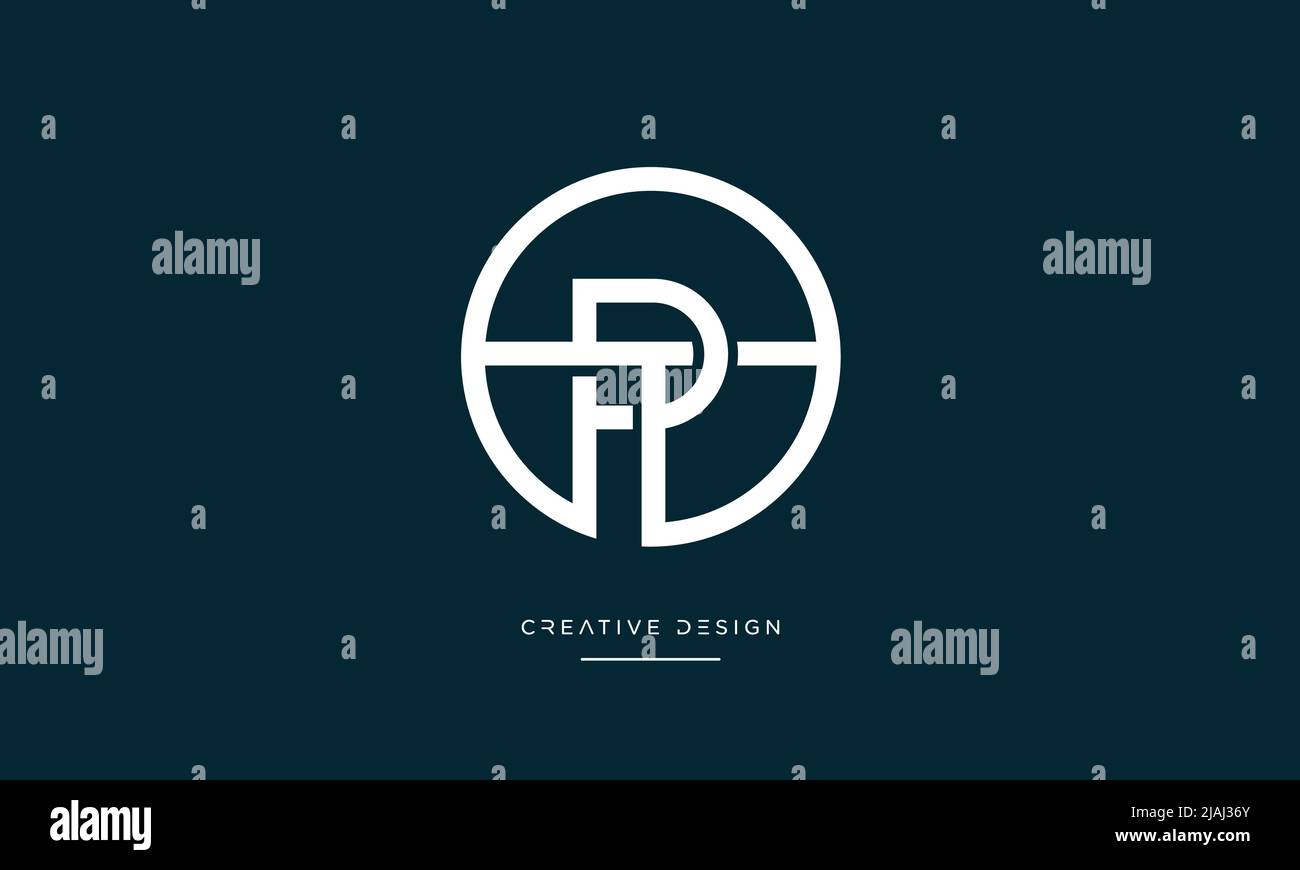 Alfabeto lettere PT, TP, P o T Logo astratto Monogramma Illustrazione Vettoriale
