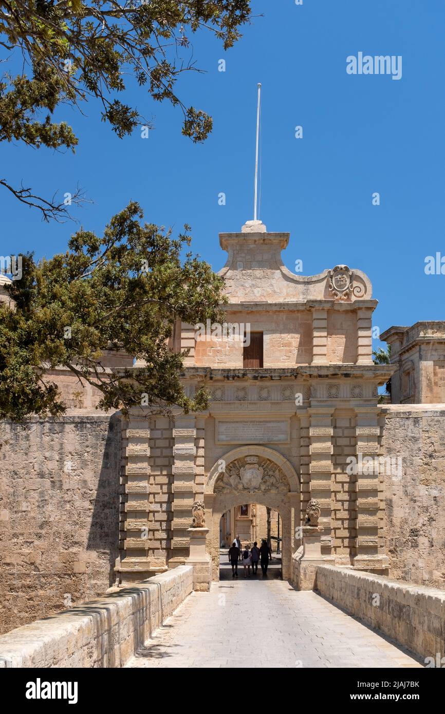 Porta della città, Mdina, Malta Foto Stock