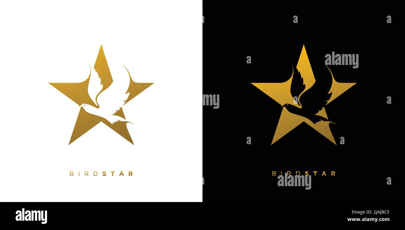 Elegante e attraente logo Bird STAR Illustrazione Vettoriale