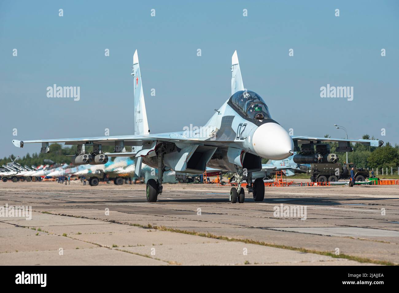 Forze aerospaziali russe su-30sm alla base aerea Dyagilevo, Russia. Foto Stock