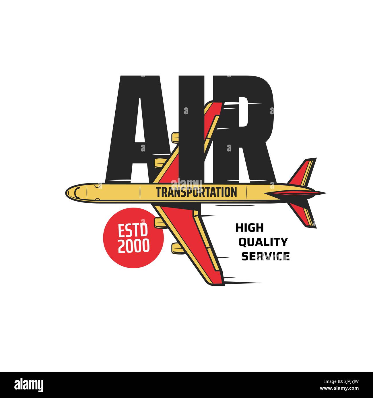 Icona vettore di trasporto aereo di carico con aereo di velivolo di trasporto, aeroplano o getto di carico. Servizi di trasporto aereo e logistica, compagnie aeree cargo o vettori di trasporto, emblema isolato o disegno di simbolo Illustrazione Vettoriale