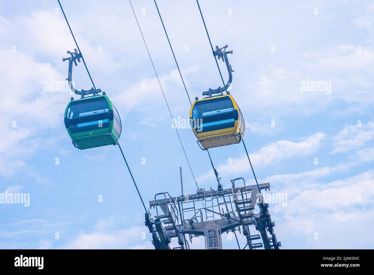 Ho May funivia e stazione sul monte Nui Lon nella città e costa di Vung Tau, Vietnam. Vung Tau è una famosa città costiera nel sud del Vietnam. Traversata Foto Stock