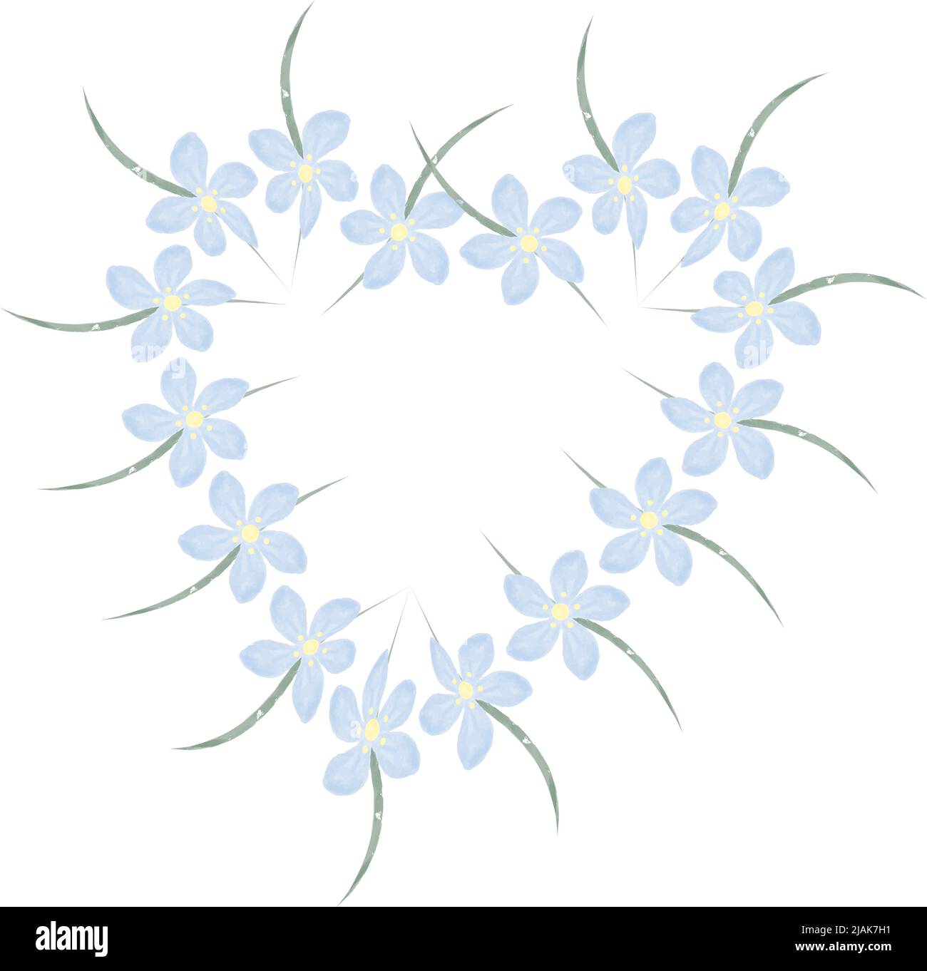 Incornicia a forma di cuore di fiori in tonalità blu alla moda, fatto in un acquerello. Ideale per tovaglioli, asciugamani, poster, striscioni. Sfondo astratto. Illustrazione Vettoriale