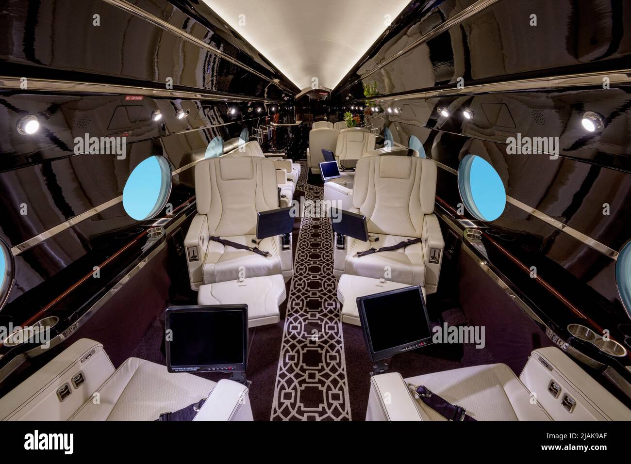 Interno di un Gulfstrean IV business jet privato - foto d'archivio Foto Stock