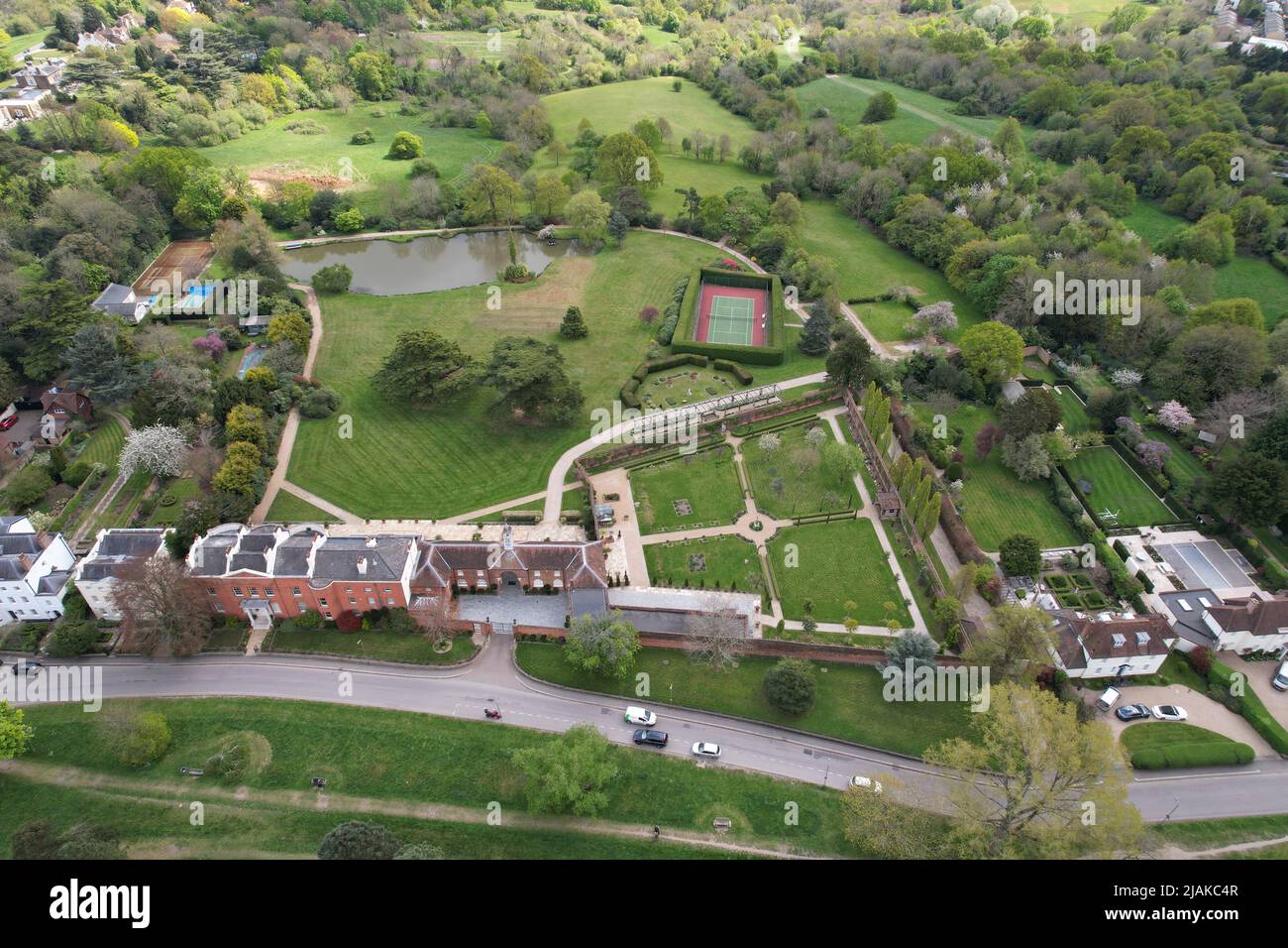 Grande casa Hadley Green London Borough of Barnet drone vista aerea Foto Stock
