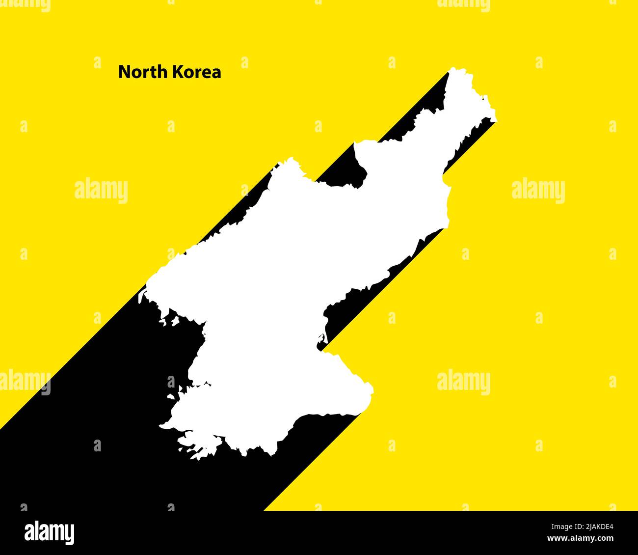Mappa della Corea del Nord su poster retrò con lunga ombra. Segno vintage facile da modificare, manipolare, ridimensionare o colorare. Illustrazione Vettoriale
