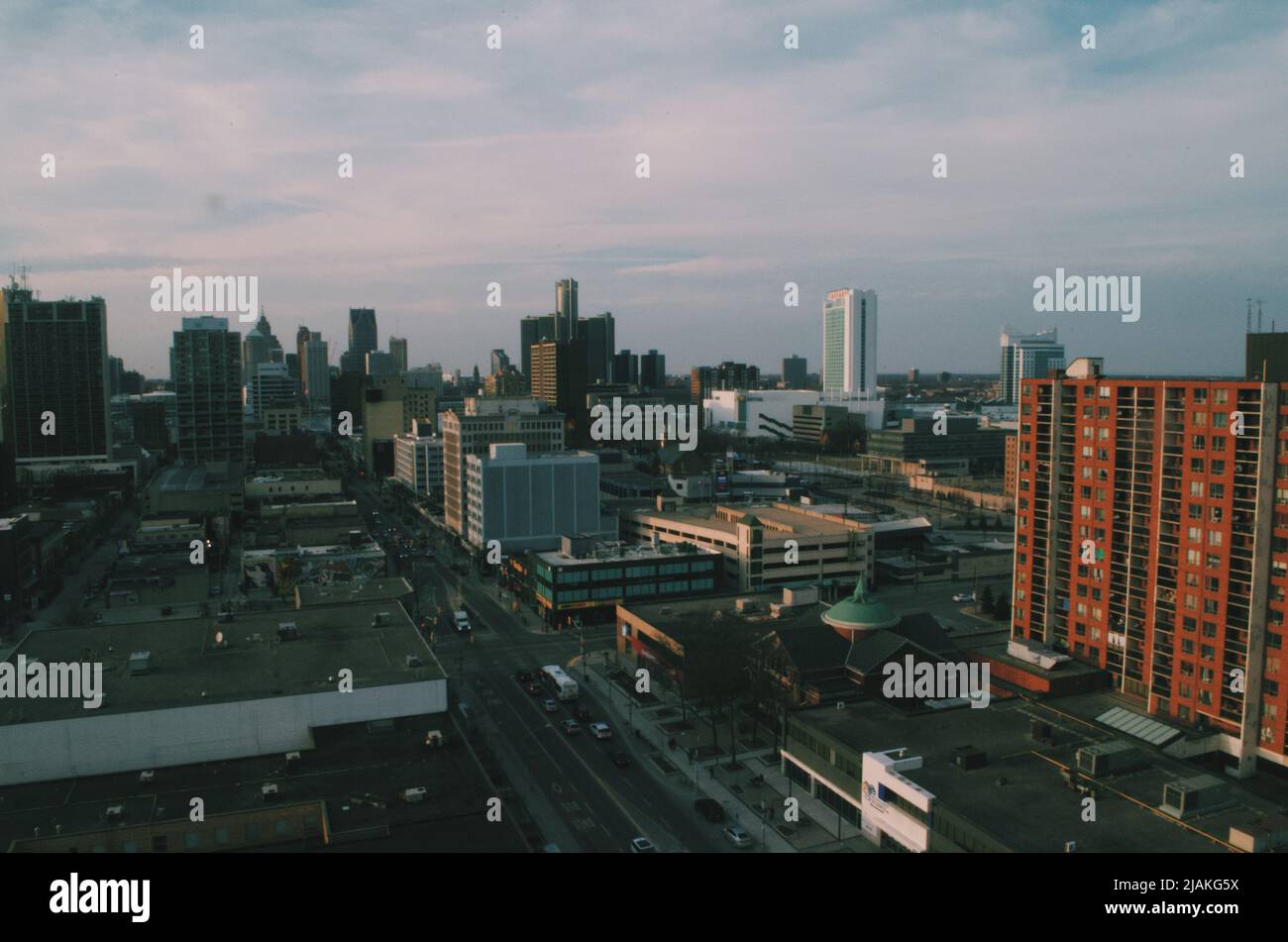 Foto panoramica del centro di windsor e del centro di dannosa michigan in una splendida giornata Foto Stock