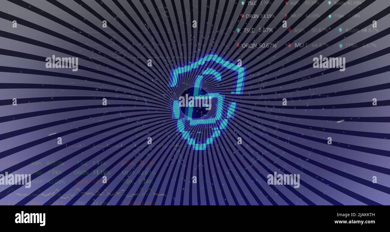 Immagine dell'icona del lucchetto e dell'elaborazione dei dati Foto Stock