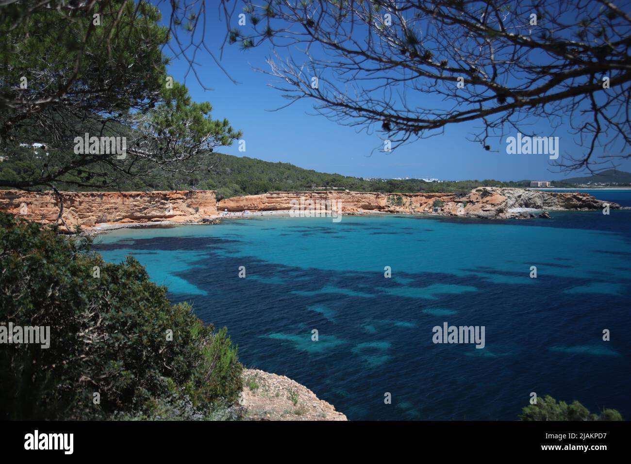 Vista sulla costa dell'isola di Ibiza Foto Stock