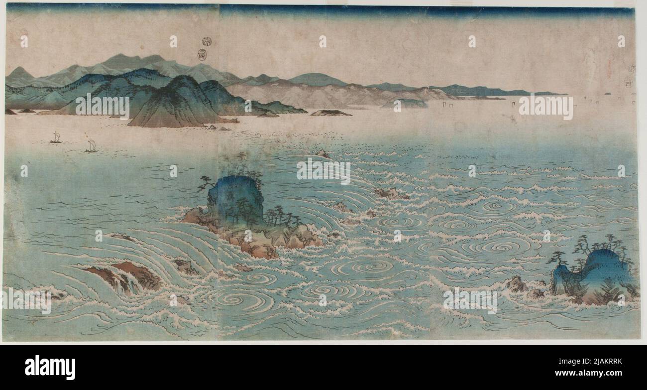 Whirlpool nello stretto di Naruto nella provincia di Awa/Awa no Naruto HIROSHIGE, Ichiryusai (1797 1858) Foto Stock