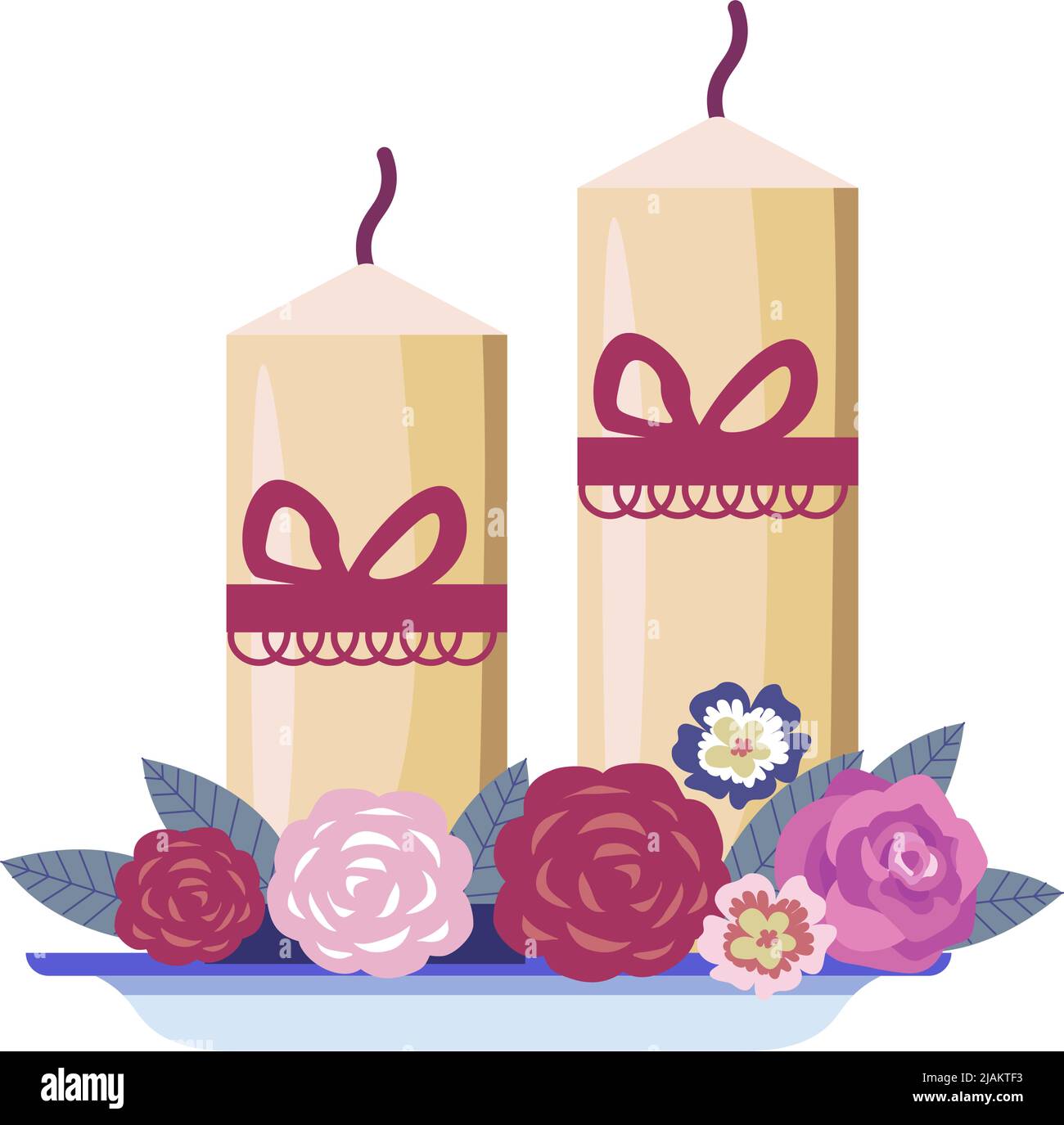 Regalo da regalo a lume di candela e rose per matrimoni Illustrazione Vettoriale