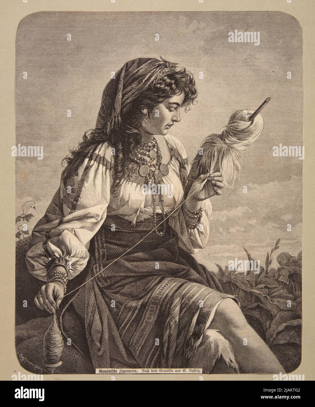 Zingara rumena secondo l'immagine di Györgh Vastagh . Un taglio probabilmente da una rivista tedesca. Strohacker, A. (N.N.), Monogramist E.H. , Vastagh, George (1834 1922) Foto Stock