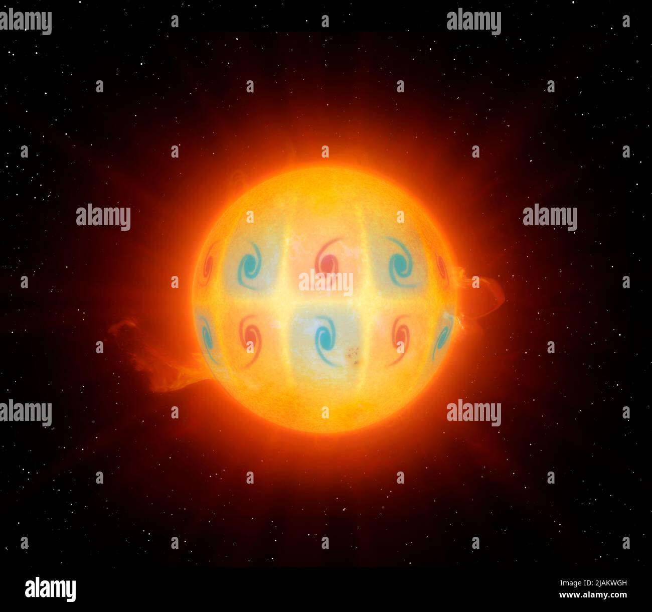Onde di vorticosità retrograda solare Foto Stock