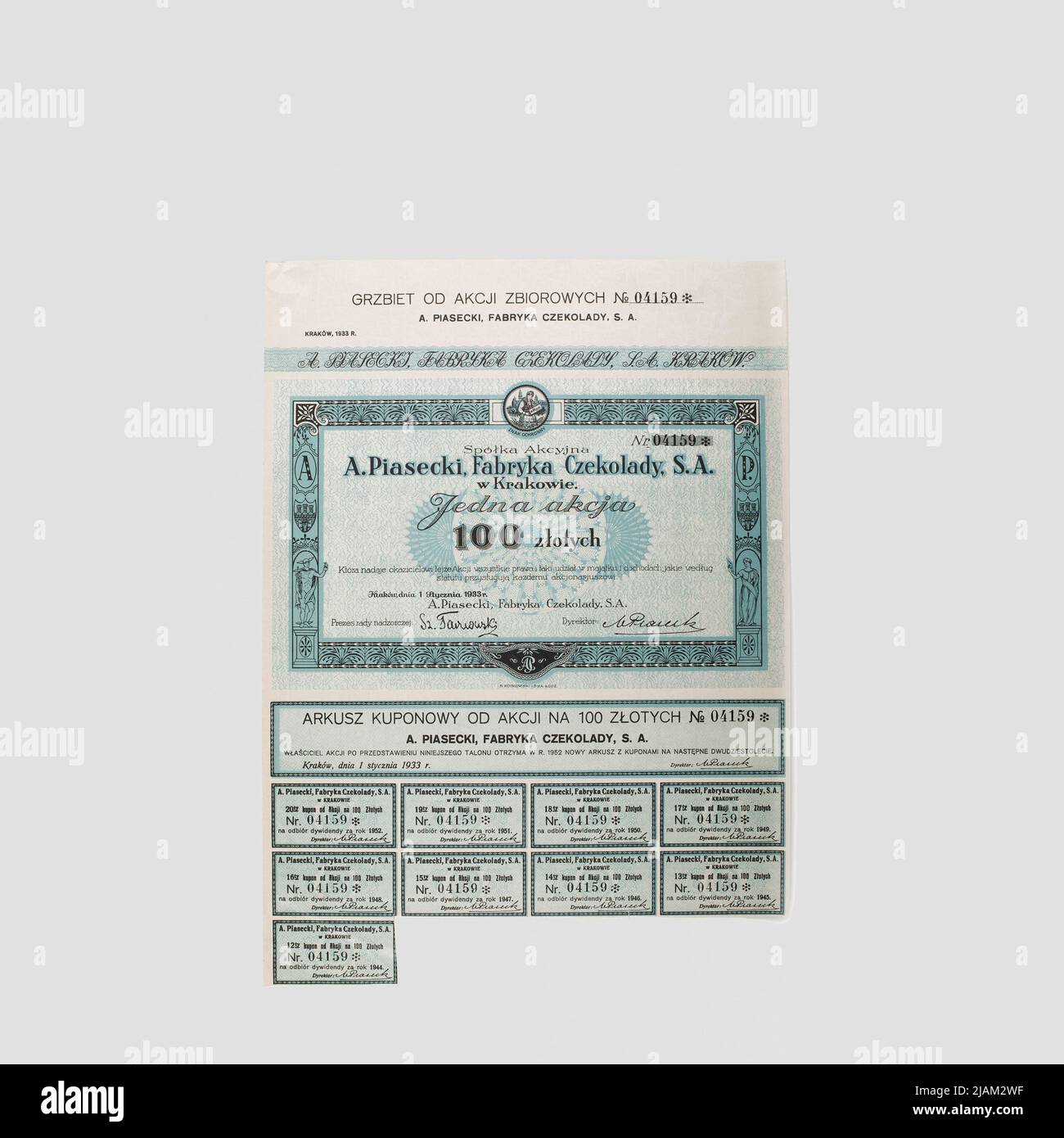 Cento zlotys (azione) Zecca di Kraków Piasecki A. Fab. SONO. Foto Stock