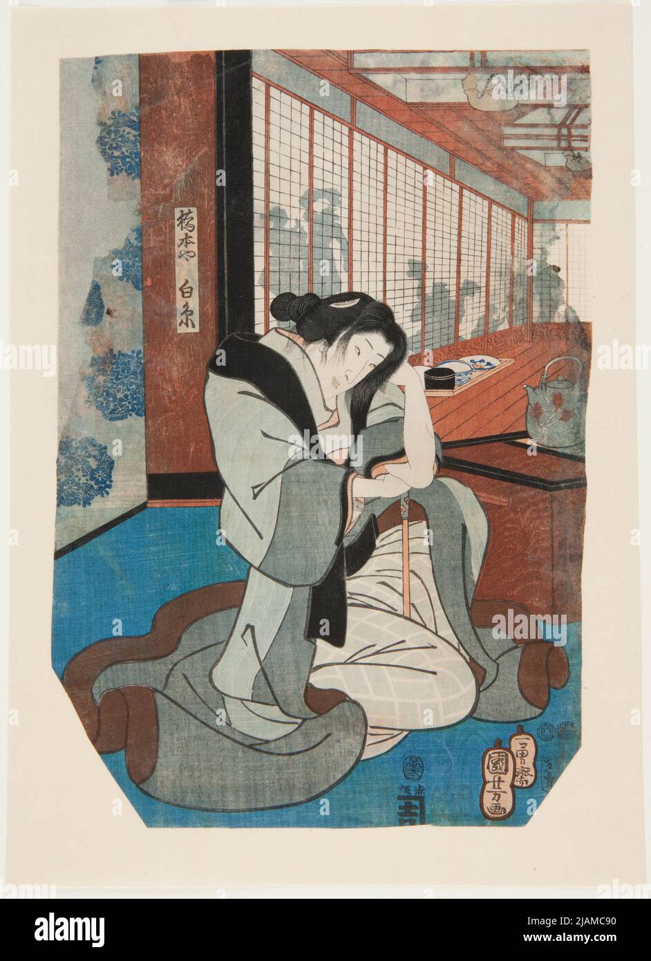 Aktor Bandō Shūka W Roli KobieCej Hashimoto Ya Shiraito / Sumidagawa TSUI NO KAGAMON. Hashimoto, kuniyoshi (1797 1861) Foto Stock