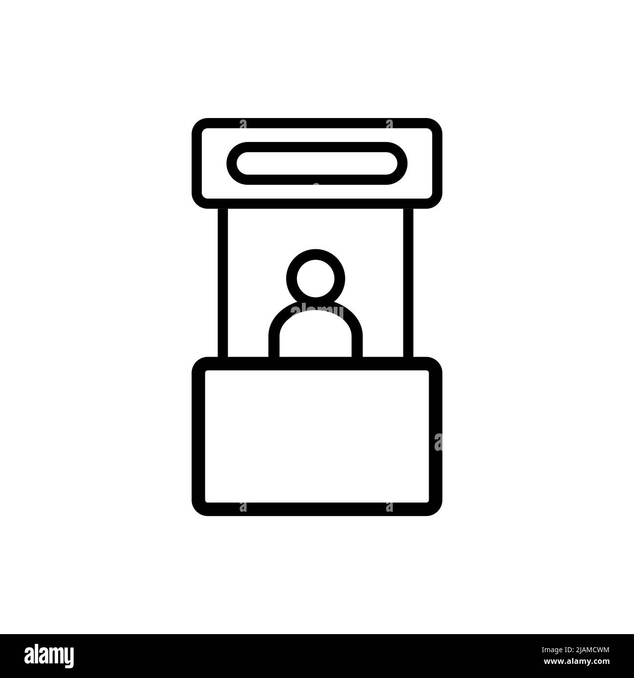 Icona vettore supporto promo, simbolo expo. Illustrazione vettoriale semplice e moderna per sito Web o app mobile Illustrazione Vettoriale