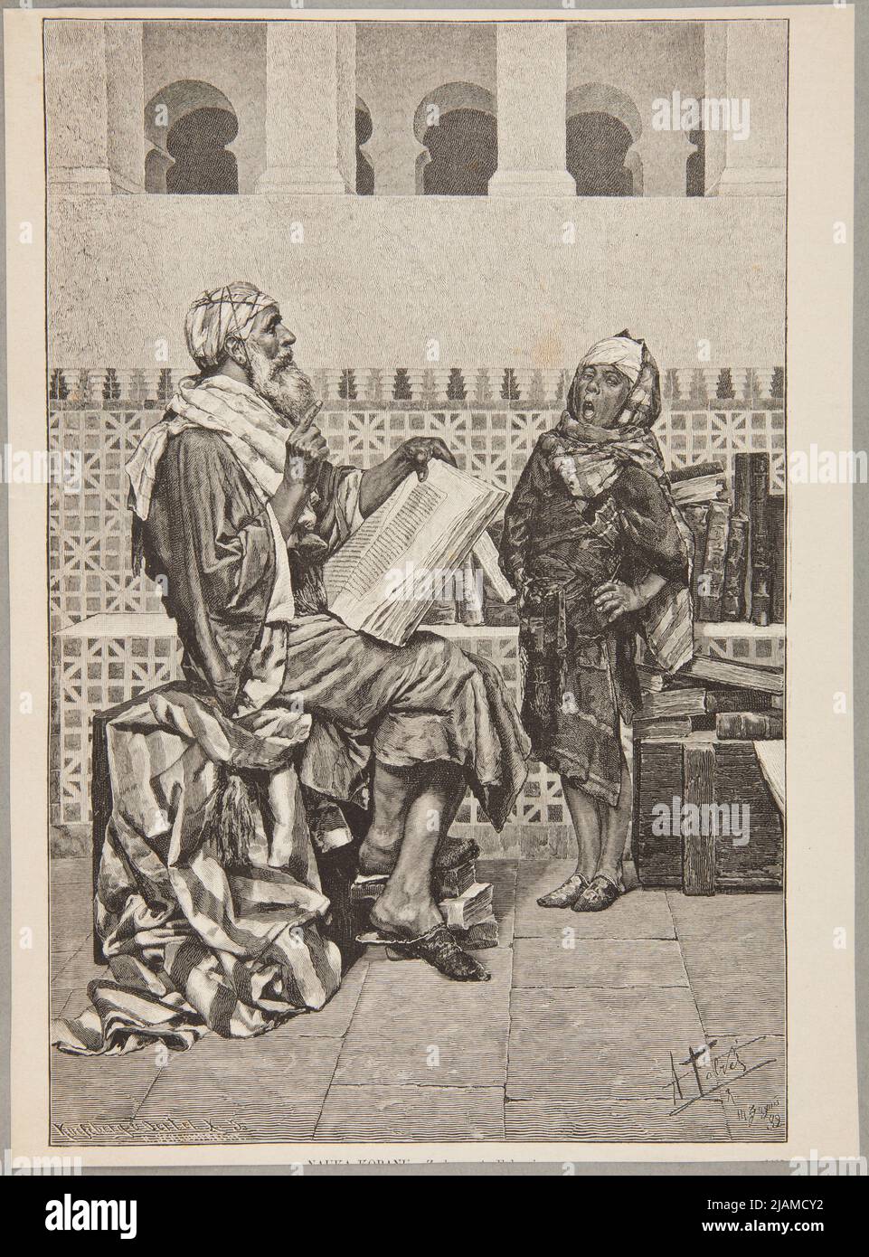 Imparare Corano secondo A. Fabres. Cleastle da Tygodnik Powszechny 1884 (1) 408 Käseberg, Hugo (1847 1893), Oertel, Kaspar Erhardt (1840 18 ..), Schlumprecht, Heinrich (1859 1908), Fabres, A. Foto Stock