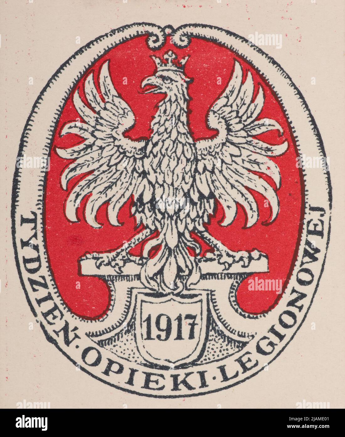 Badge del collezionista di carta la settimana della cura del legione Ufficio Centrale degli editori del Comitato Nazionale Supremo, Printing House of W.L. Anczyca a Cracovia Foto Stock