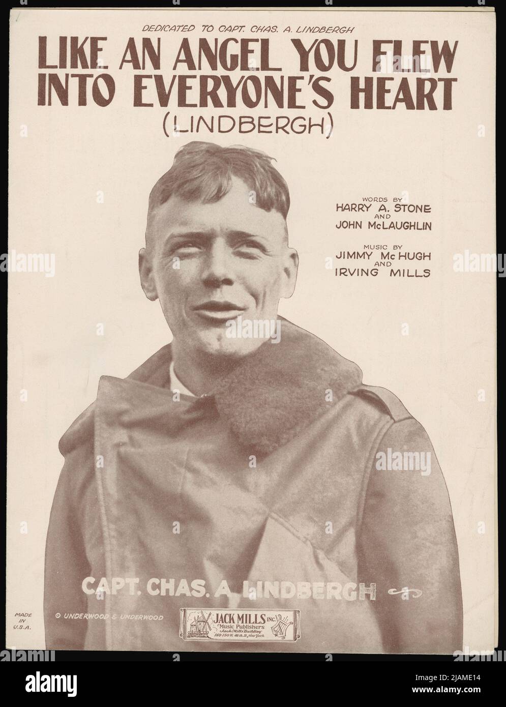 Come un Angelo volate nel cuore di tutti (Lindbergh). Music Title Page di Harry A. Stone e John McLaughlin, Foto Stock