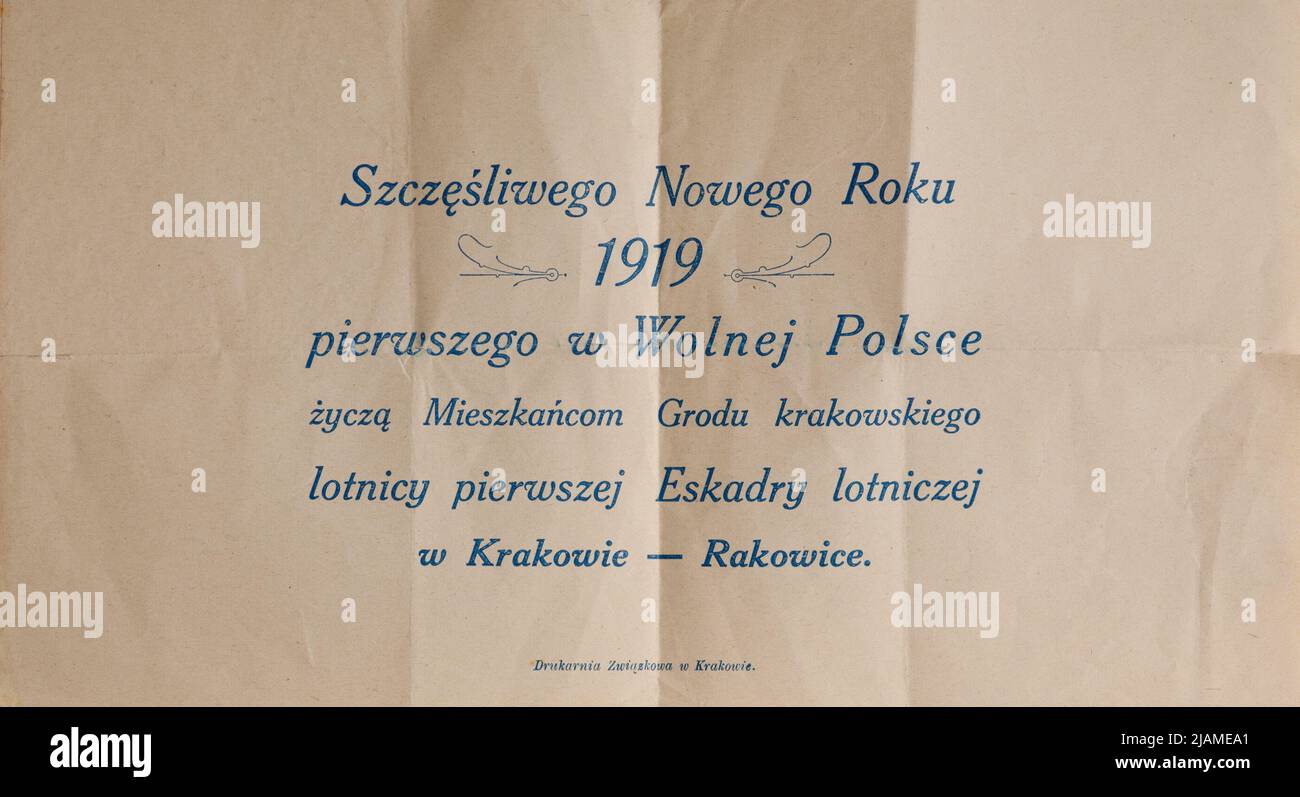 Il saluto del nuovo anno dei piloti del primo squadrone dell'aviazione a Kraków Rakowice per gli abitanti della città Union printing house a Cracovia Foto Stock