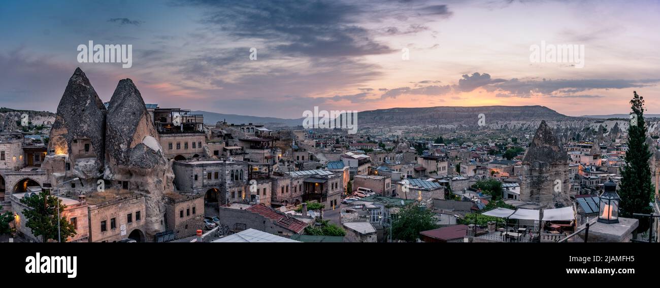 Panorama pre alba a Göreme, Cappadocia Foto Stock