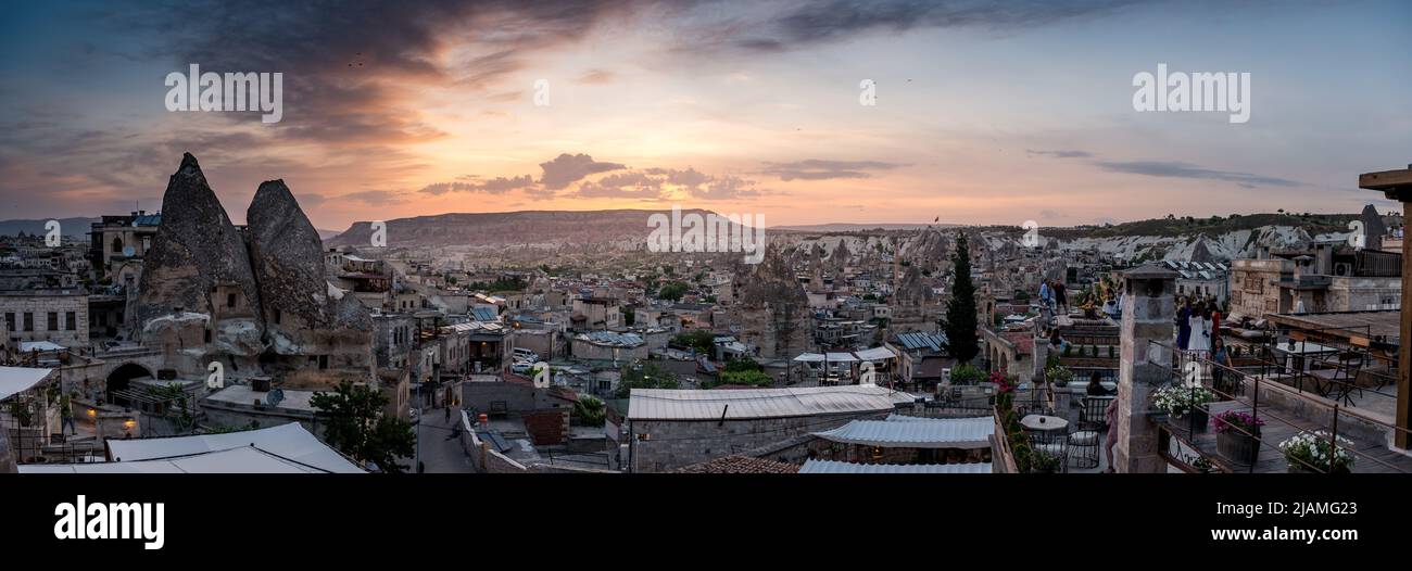 panorama all'alba a Göreme, Cappadocia Foto Stock