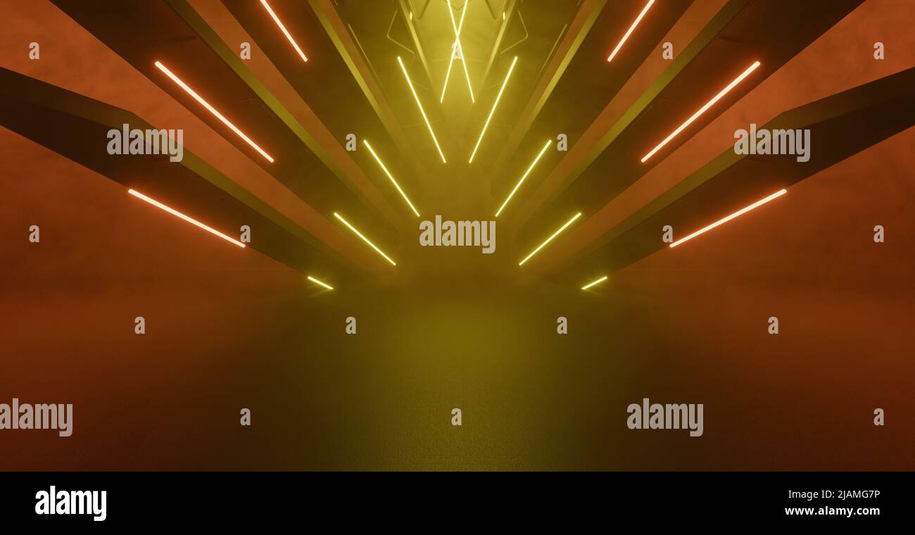 Straordinario vuoto futuristico Dark Smoke Maroon Brown futuro sfondo 3D Illustrazione Foto Stock