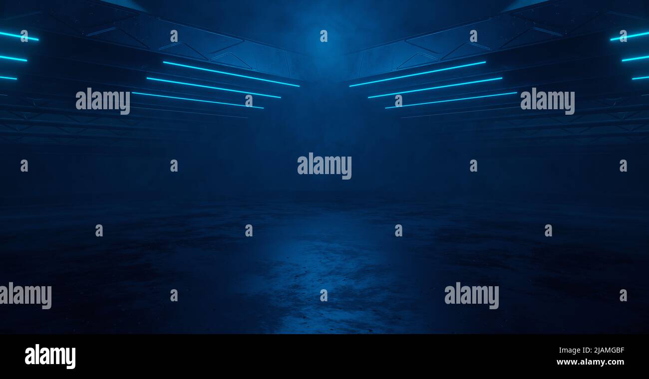 Mozzafiato ultramoderna interessante Smoke Bright Blue Gallery sfondo Wallpaper 3D rendering Foto Stock