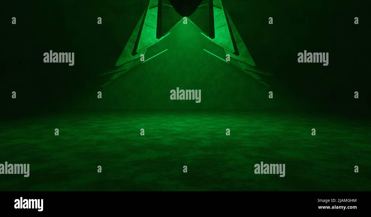 Fantascienza futuristica tecnologia cinema misterioso Smoke Black Modern Banner sfondo Wallpaper 3D Illustrazione Foto Stock