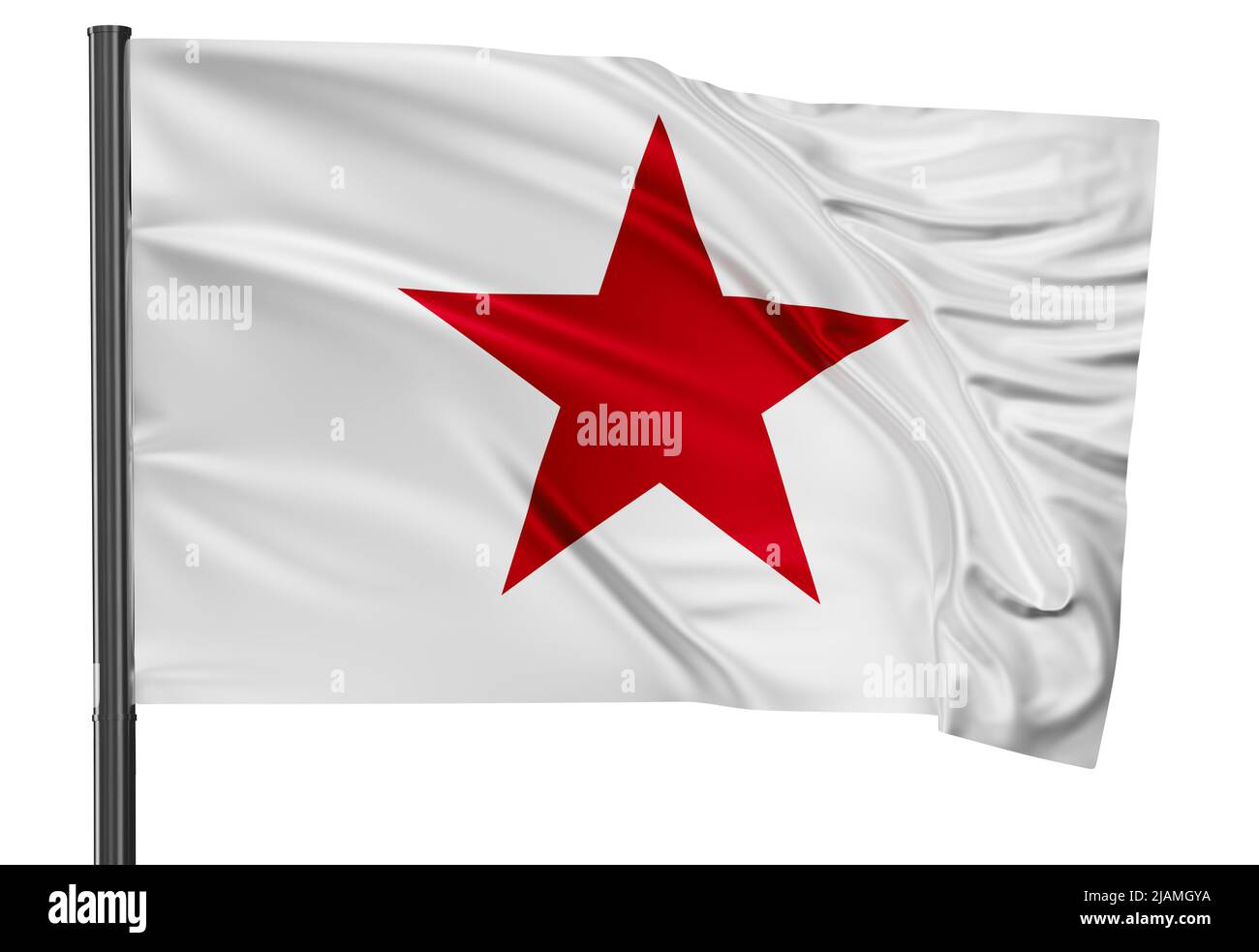 California Lone Star US bandiera di stato ondeggiante nel vento isolato su sfondo bianco Foto Stock