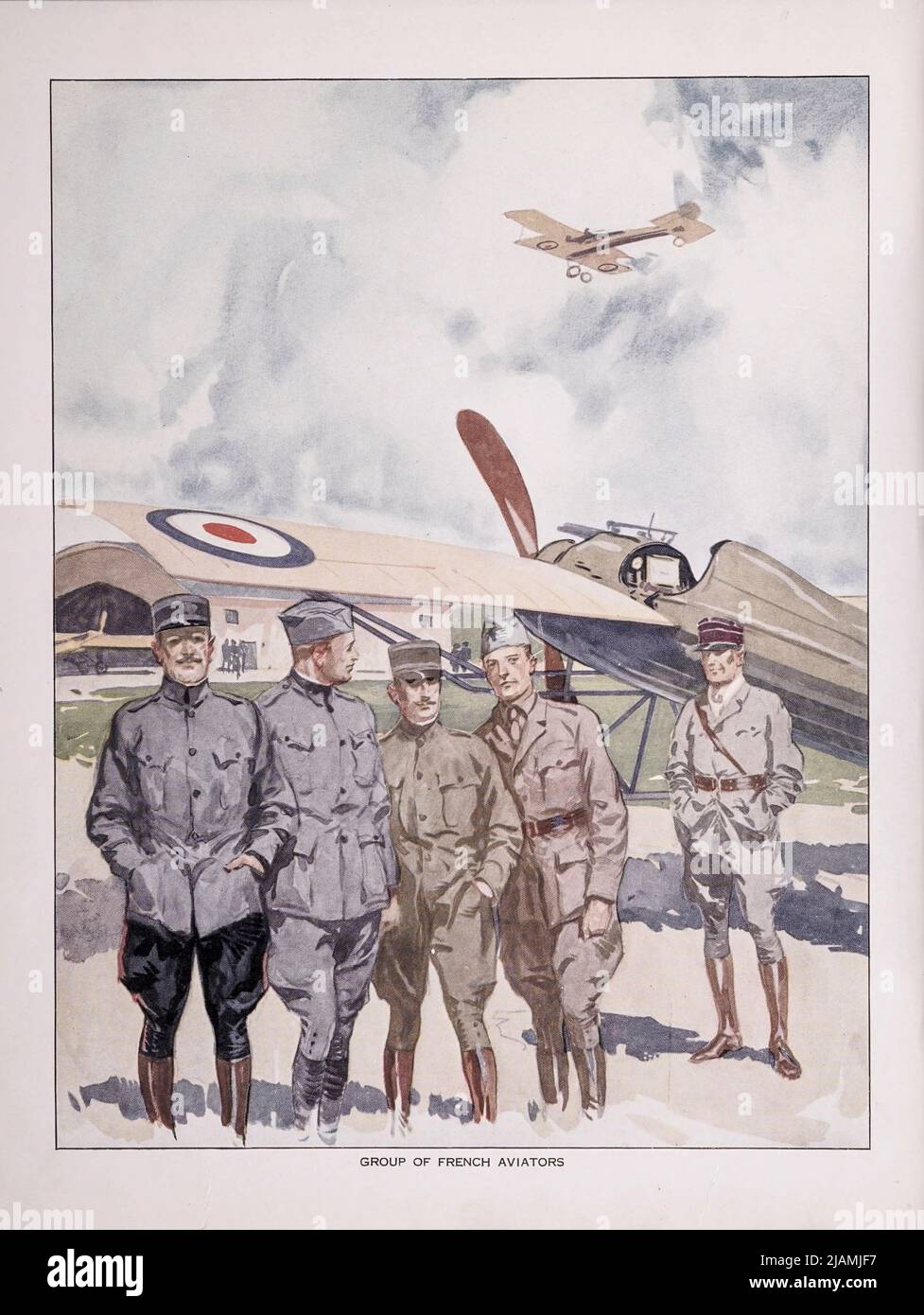 GRUPPO DI AVIATORI FRANCESI del ' Aviation book ' di Haywood Leslie Davis, anno di pubblicazione 1918 Editore New York, McLoughlin Brothers, inc. Foto Stock