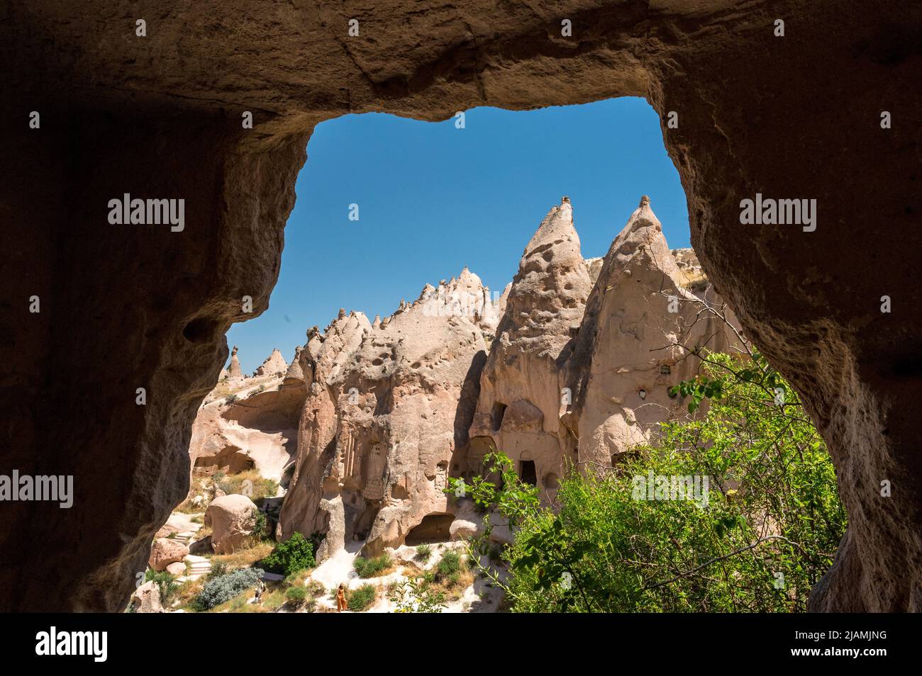 abitazioni in grotta nel museo all'aperto Zelve, Cappadocia Foto Stock