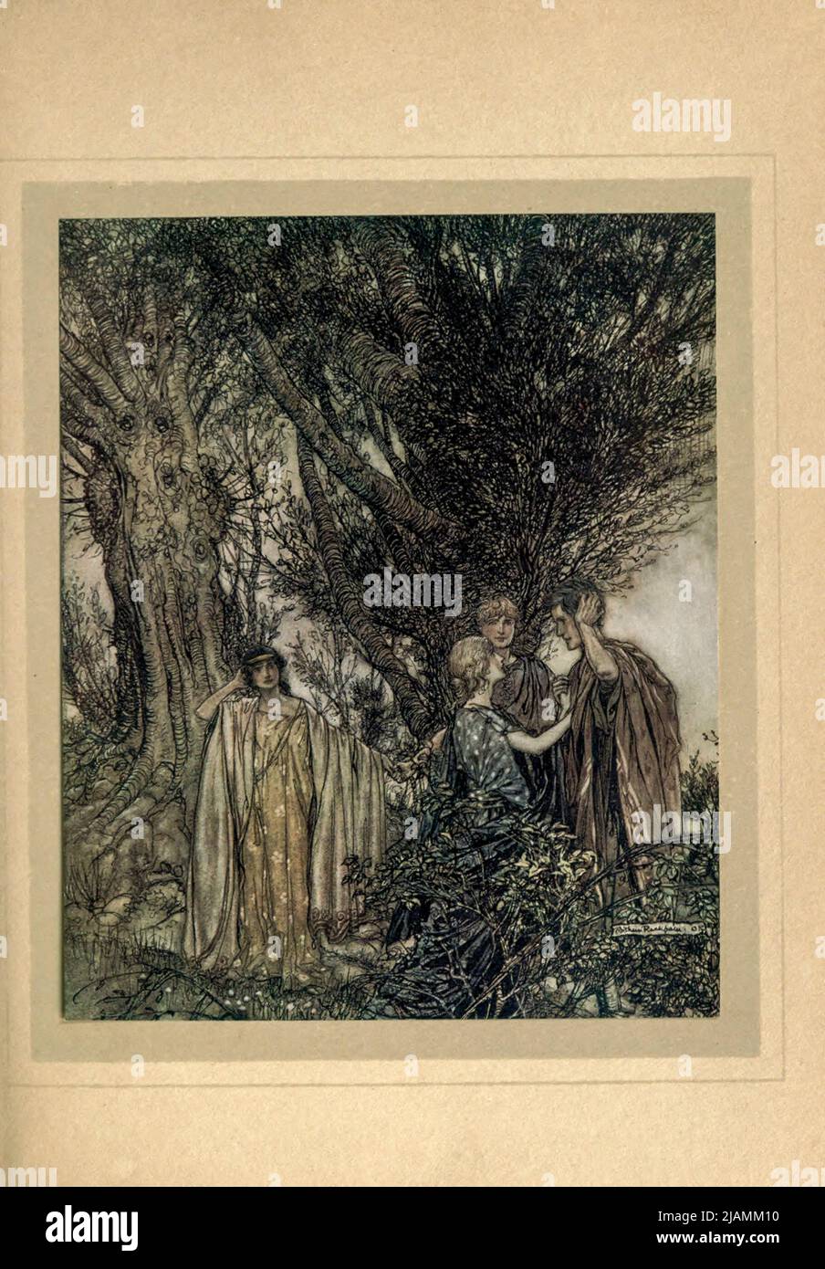 Siete sicuri che siamo svegli? Mi sembra che ancora dormiamo, sogniamo da ' Un sogno di notte di mezza estate ' di William Shakespeare, 1564-1616; illustrato da Arthur Rackham, 1867-1939 Data di pubblicazione 1908 Editore Londra, Heinemann; New York, Doubleday, Page & Co Foto Stock