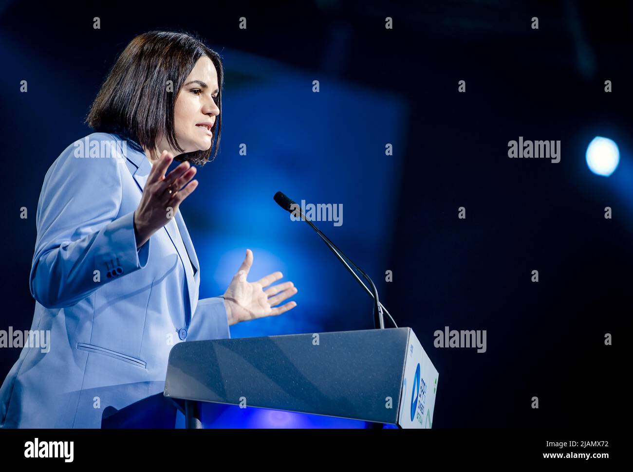 2022-05-31 16:32:01 ROTTERDAM - Sviatlana Tsikhanouskaya (leader del movimento democratico in Bielorussia) durante il primo giorno del Congresso del PPE ad Ahoy Rotterdam. Il Congresso del PPE è organizzato dal Partito popolare europeo (PPE), la famiglia politica dei democratici cristiani in Europa. ANP SEM VAN DER WAL uscita paesi bassi - uscita belgio Foto Stock